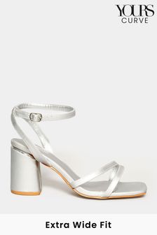 Yours Curve Silver Extra-Wide Fit Asymmetric Sandals (N10361) | $56