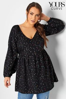Yours Curve Black Limited Star Blouse (N10371) | $42