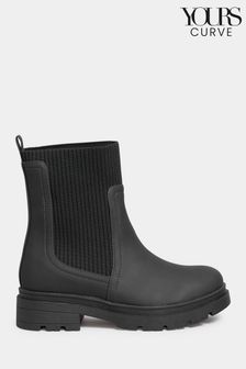 Yours Curve Black Wide Fit Sock Top Line Chelsea Boots (N10457) | €28