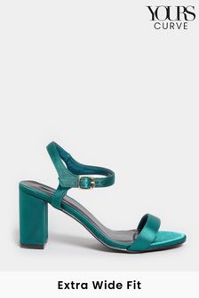 Yours Curve Green Extra-Wide Fit Block Heel Sandals (N10460) | LEI 203