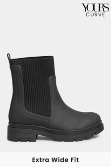 Yours Curve Black Extra Wide Fit Sock Top Line Chelsea Boots (N10526) | 69 €