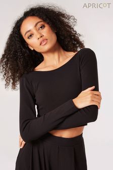 Apricot Black Ribbed Low Back Top (N10619) | €37