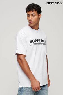 Белый - Свободная футболка в стиле милитари с логотипом Superdry (N10650) | 19 710 тг
