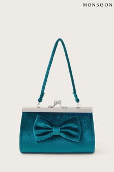Monsoon Blue Velvet Bow Mini Bag (N10713) | 54 QAR