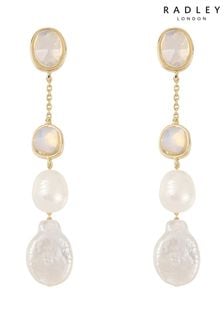 Radley Ladies Princess Road 18ct Gold Plated Opal Stone and Pearl Drop Earrings RYJ1368S (N10760) | €72