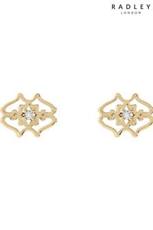 Radley Ladies Diamond Street 18ct Gold Plated Sterling Silver Heirloom With Diamond Centre Stud Earrings RYJ1364 (N10767) | 178 SAR