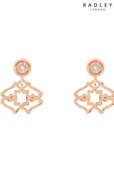 Radley Ladies Gold Plated Diamond Street 18ct Rose Sterling Silver Heirloom With Diamond Centre Stud Earrings RYJ1366 (N10802) | kr1 280