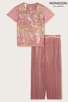 Monsoon Pink Party Sequin Top and Trousers Set (N10832) | €26 - €29