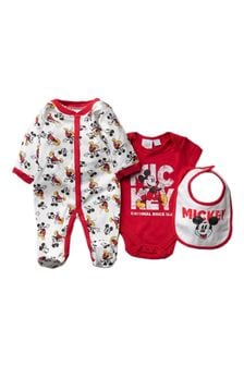 Disney Red Mickey Mouse Print Cotton 3-Piece Baby Gift Set (N10847) | $40