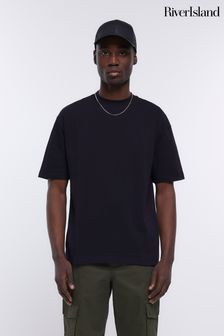 River Island Black Studio Heavyweight Oversized T-Shirt (N10862) | NT$930