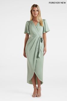 Forever New Green Carolina Satin Midi Dress (N10897) | €70
