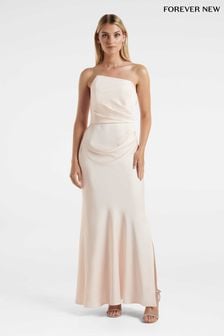 Forever New White Wesley Asymmetrical Strapless Maxi Dress (N10899) | 84 €