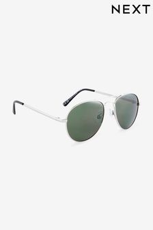Silver/Khaki Aviator Style Sunglasses (N11058) | Kč265 - Kč305