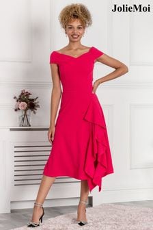 Jolie Moi Pink Desiree Frill Fit & Flare Dress (N11068) | €90