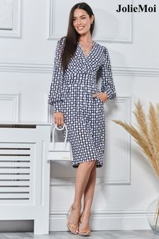 Jolie Moi Print Long Sleeve Pegged Dress (N11072) | 333 د.إ