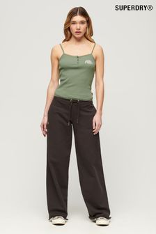 Črna - Superdry hlače za prosti čas z ravnima hlačnicama in logom  Essential (N11186) | €72