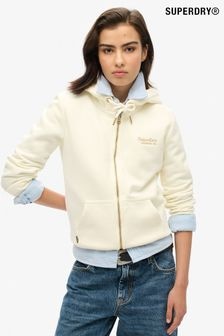 Superdry Off White Essential Logo Zip Hoodie (N11219) | $94