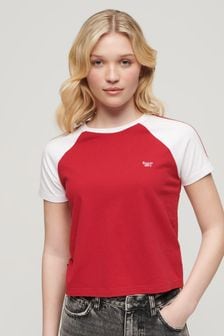 אדום - חולצת טי בייסיק עם לוגו בסגנון רטרו של Superdry (N11234) | ‏101 ‏₪