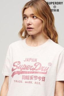 ורוד - חולצת טי בגזרה רפויה של Superdry בצבע מטאלי (N11236) | ‏136 ‏₪