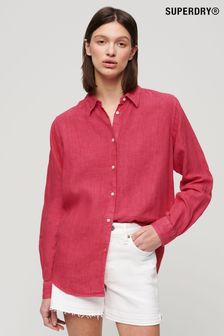 Superdry Hot Pink Casual Linen Boyfriend Shirt (N11330) | €94