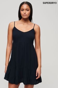 Superdry Blue 100% Cotton Mini Cami Breach Dress (N11341) | $77