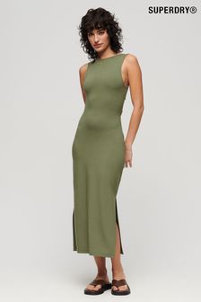 綠色 - Superdry Jersey Twist Back Midi Dress (N11348) | NT$2,100