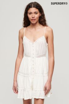 Superdry White Alana Lace Trim Cami Dress (N11371) | KRW117,400