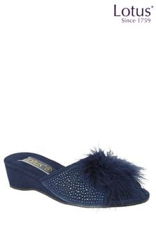 Lotus Blue Mule Wedge Slippers (N11425) | $59