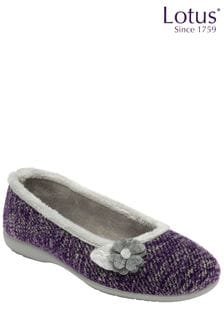 Purple - Lotus Textile Ballerina Slippers (N11426) | kr640