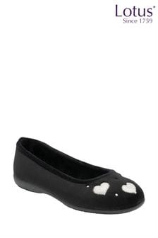 Lotus Black Textile Ballerina Slippers (N11464) | $83