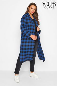 Yours Curve Checked Long Duster Coat