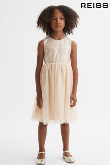 Reiss Pink Maxine Junior Sequin Tulle Dress (N11553) | OMR53