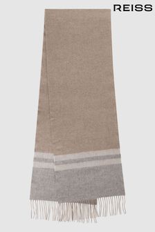 رمادي بني - Reiss Otto Wool-cashmere Stripe Scarf (N11582) | 51 ر.ع