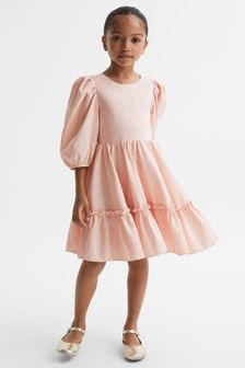 Reiss Pink Toby Senior Puff Sleeve Ruffle Mini Dress (N11590) | CA$193