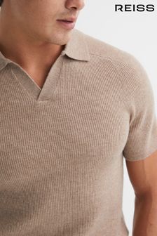رمادي بني - قميص بولو صوف بياقة مفتوحة، تشكيلة Mortimer من Reiss (N11594) | 809 ر.ق