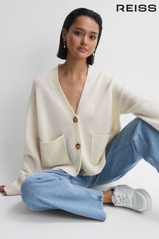 Reiss Ivory Juni Relaxed Wool-Cashmere Cardigan (N11620) | $205