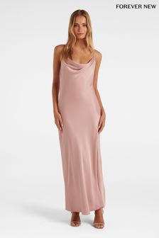 Forever New Pink Hannah Diamante Strap Satin Dress (N11855) | €146