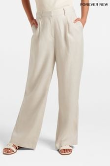 Forever New Cream Brya 100% Linen Trousers (N11892) | €41.50