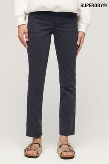 Superdry Blue 100% Cotton Mid Rise Chino Trousers (N12044) | $94