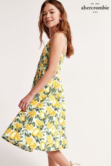 Abercrombie & Fitch Yellow Lemon Print Maxi Dress