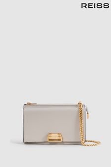 Reiss Grey Picton Leather Chain Crossbody Bag (N12404) | AED1,138