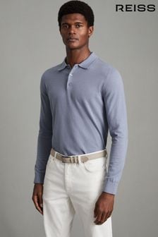 Reiss China Blue Trafford Merino Wool Polo Shirt (N12415) | kr1,786