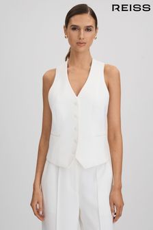 Reiss White Sienna Crepe Adjustable Suit Waistcoat (N12426) | $373