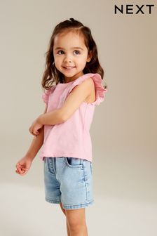 Roza - Majica brez rokavov z valovitim robom (3 mesecev–7 let) (N12468) | €4 - €7