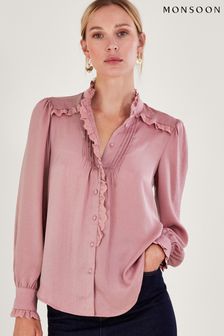 Monsoon Perry Bluse mit Biesen, Rosa (N12530) | 43 €