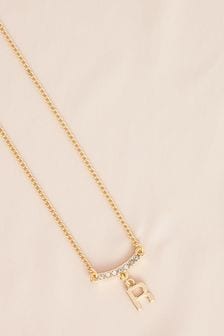 Gold Tone R Initial Necklace (N12559) | KRW12,800