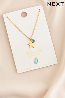 Gold Tone March Birthstone Necklace (N12567) | €8