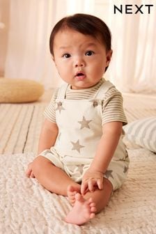 Neutral Star Baby Jersey Dungarees and Bodysuit Set (0mths-2yrs) (N12583) | HK$131 - HK$148