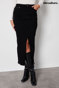 Threadbare Black Denim Maxi Skirt (N12631) | €47