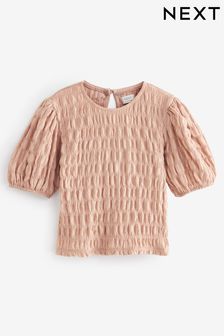 Rosa - Strukturiertes T-Shirt mit Puffärmeln (3-16yrs) (N12638) | 9 € - 13 €